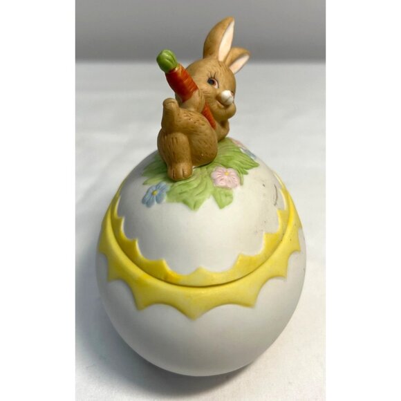 Lefton China Bunny Egg Trinket Box With Lid - Picture 2 of 5